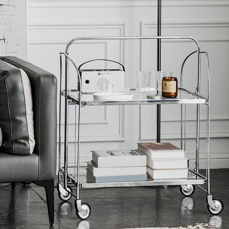 Mesa de esquina superior de vidrio contemporánea con estante, mesa lateral rectangular