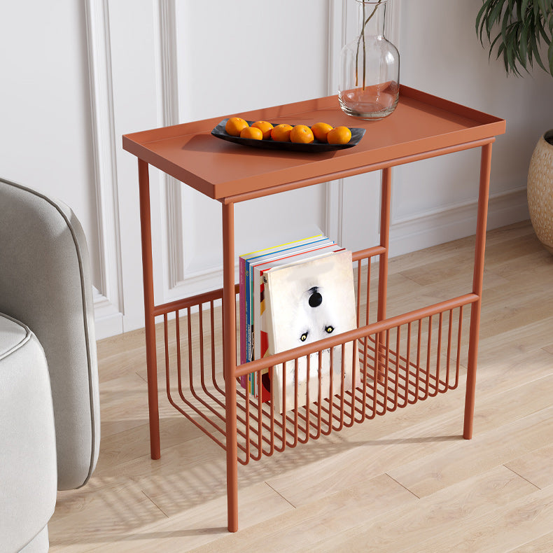 Mid-Century 21.7" Tall 4 Legs End Table Rectangular Side Table Orange Metal 1 Clearhalo 'Coffee & Accent Tables' 'End & Side Tables' 'end_side_tables' 'furn' 'furn_end_side_tables' 'Furniture' 'Living Room Furniture' 6049862