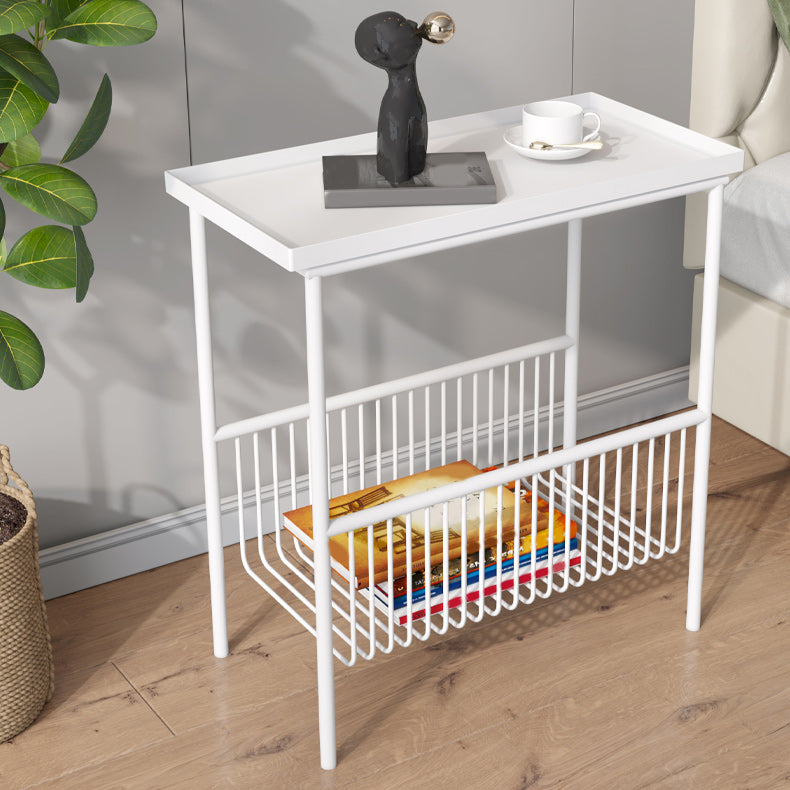 Mid-Century 21.7" Tall 4 Legs End Table Rectangular Side Table White Metal 1 Clearhalo 'Coffee & Accent Tables' 'End & Side Tables' 'end_side_tables' 'furn' 'furn_end_side_tables' 'Furniture' 'Living Room Furniture' 6049863