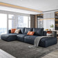 Nordic Pillows Living Room Faux Leather Stationary Square Arm Sofa Chaise Dark Blue Left Clearhalo 'furn' 'furn_sectionals' 'Furniture' 'Living Room Furniture' 'Sectionals' 6049938
