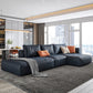 Nordic Pillows Living Room Faux Leather Stationary Square Arm Sofa Chaise Dark Blue Right Clearhalo 'furn' 'furn_sectionals' 'Furniture' 'Living Room Furniture' 'Sectionals' 6049939