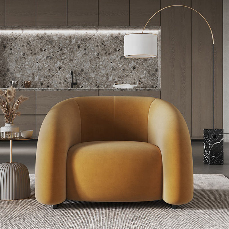 Velvet Barrel chaise 33,85 "Armoiries de large Chaise incluse pour le salon