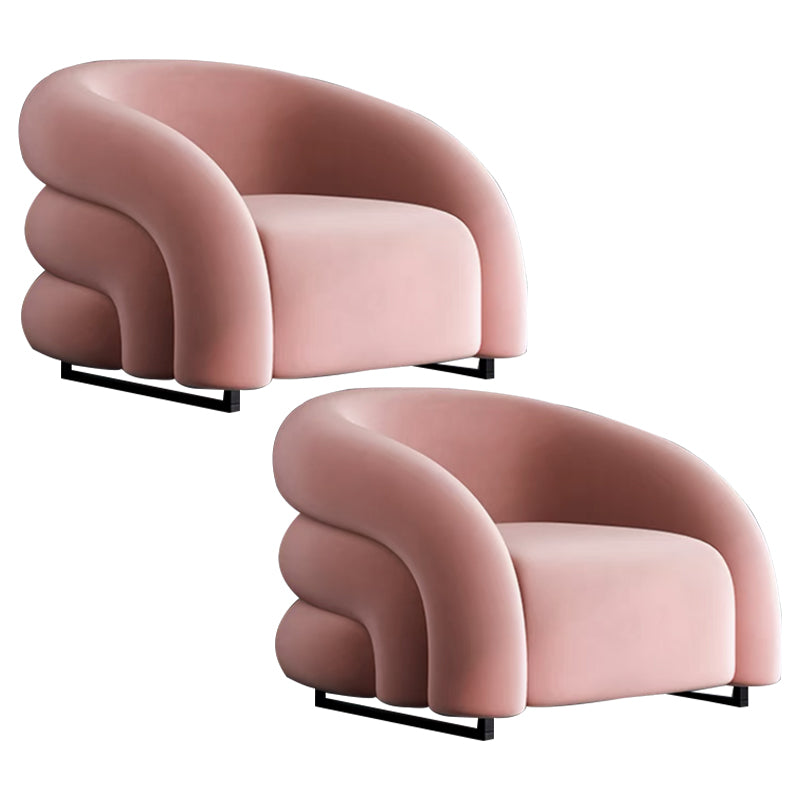 Velvet Barrel chaise 33,85 "Armoiries de large Chaise incluse pour le salon