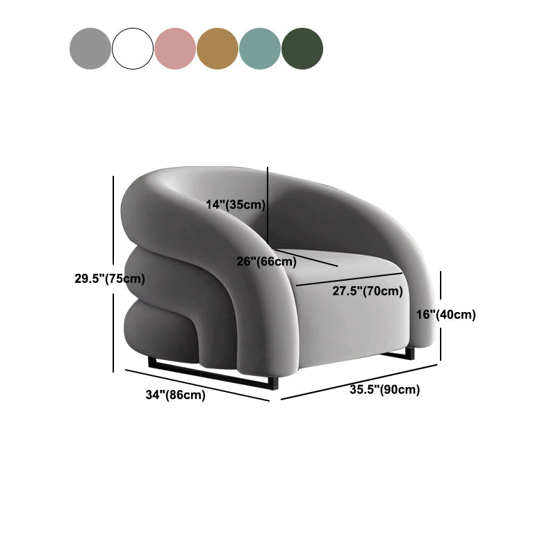 Velvet Barrel chaise 33,85 "Armoiries de large Chaise incluse pour le salon