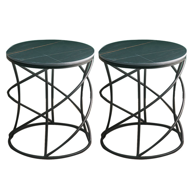 Modern Frame Slate End Table Round Minimalist Side End Table