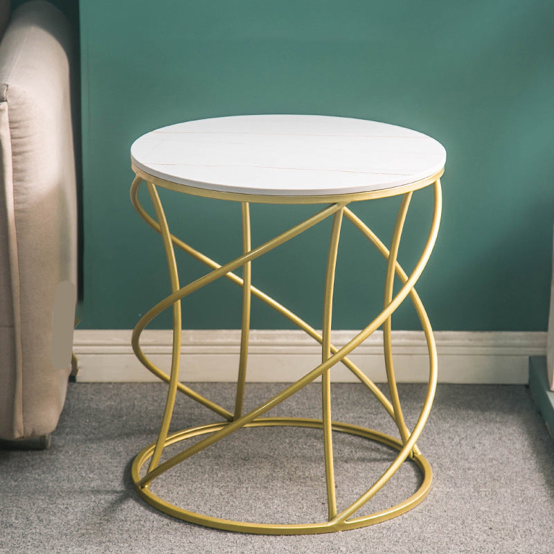 Modern Frame Slate End Table Round Minimalist Side End Table