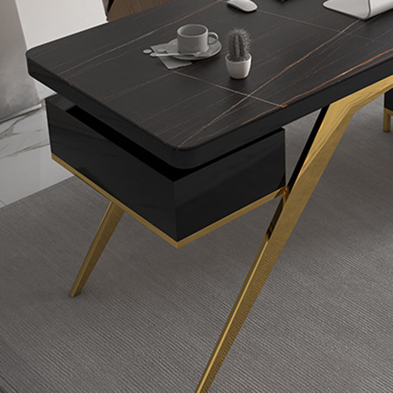 Escritorio de oficina de glamour rectangular mármol escritorio de escritura de madera maciza para el hogar
