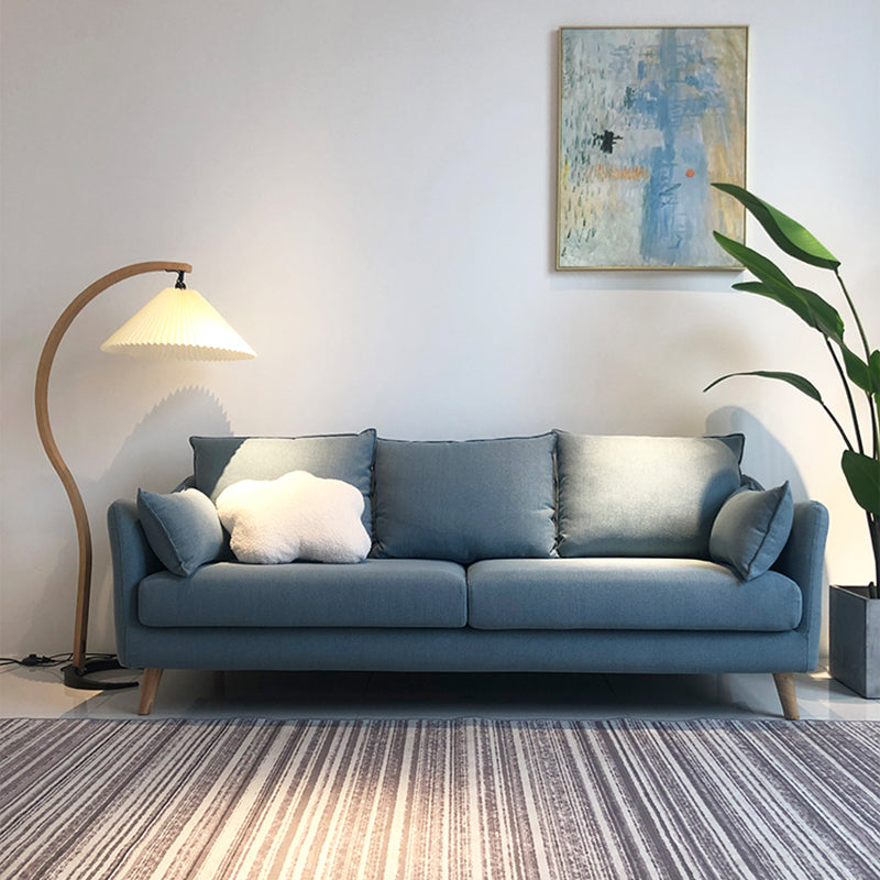 34.25" H Modern 3-seater Cotton Blend Flared Arm Sofa with Pillows