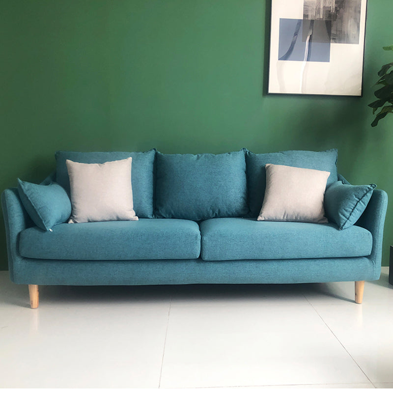 34.25" H Modern 3-seater Cotton Blend Flared Arm Sofa with Pillows