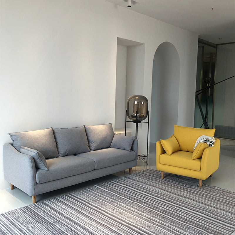 34.25" H Modern 3-seater Cotton Blend Flared Arm Sofa with Pillows