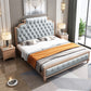 Victorian Style Bed Frame Rubberwood Bed with Upholstered Headboard