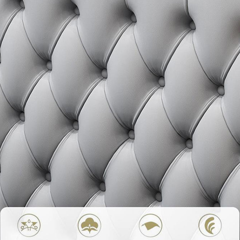 Victorian Style Bed Frame Rubberwood Bed with Upholstered Headboard