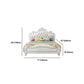 84.65 inch Wide Victorian Bed Frame Pine Wood Bed with Upholstered Headboard Clearhalo 'Bedroom Furniture' 'Beds' 'furn' 'furn_beds' 'Furniture' 6055004