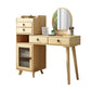 Ensemble de vanité en bois avec tabouret et miroir