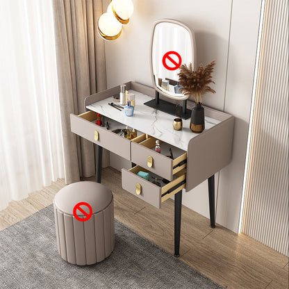 Mesa de maquillaje de 3 cajones Desk tocador de tocador de tocador sintético