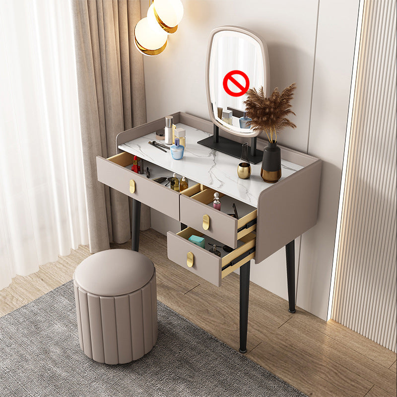 Mesa de maquillaje de 3 cajones Desk tocador de tocador de tocador sintético