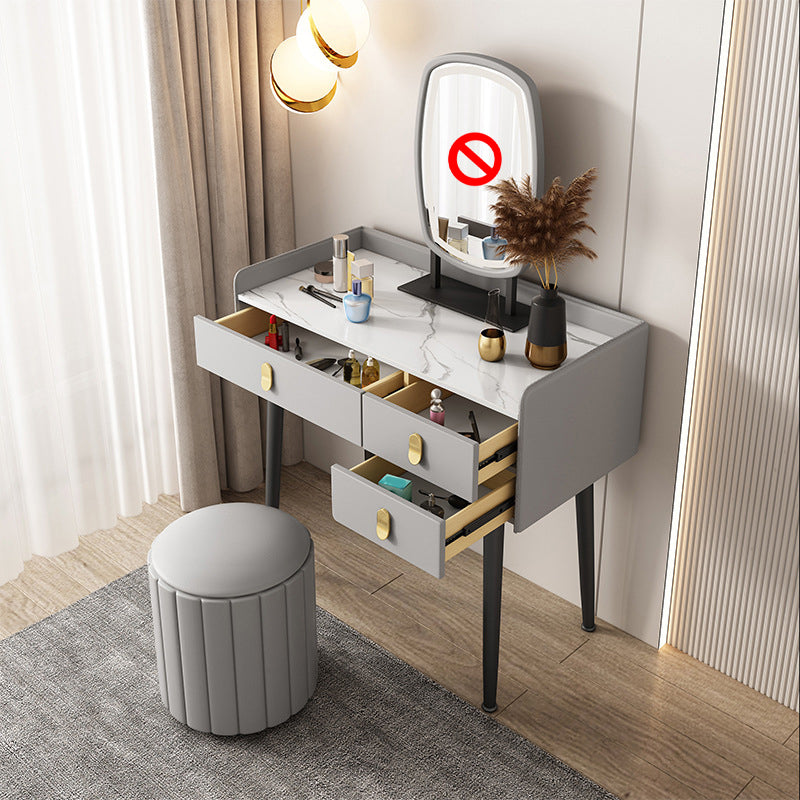 Mesa de maquillaje de 3 cajones Desk tocador de tocador de tocador sintético