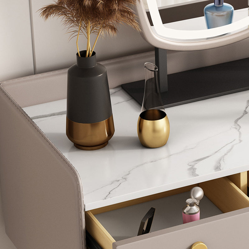 Mesa de maquillaje de 3 cajones Desk tocador de tocador de tocador sintético