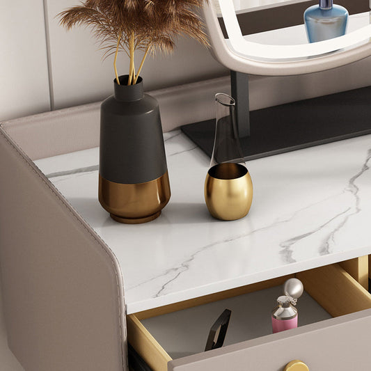 Mesa de maquillaje de 3 cajones Desk tocador de tocador de tocador sintético