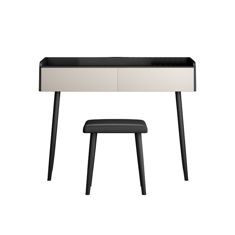 Conjunto de taburetes de tocador de metal de toadores de piedra contemporáneos con 2 cajones