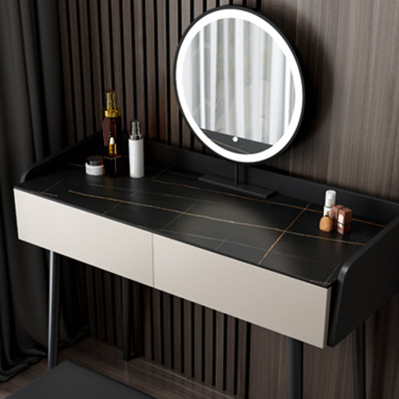 Conjunto de taburetes de tocador de metal de toadores de piedra contemporáneos con 2 cajones