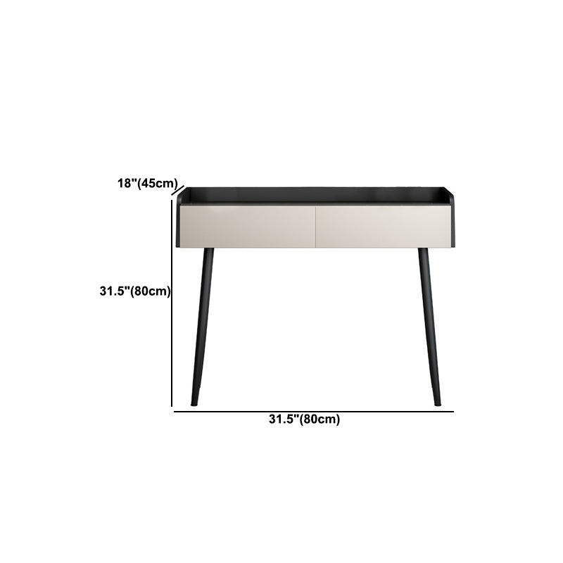 Conjunto de taburetes de tocador de metal de toadores de piedra contemporáneos con 2 cajones