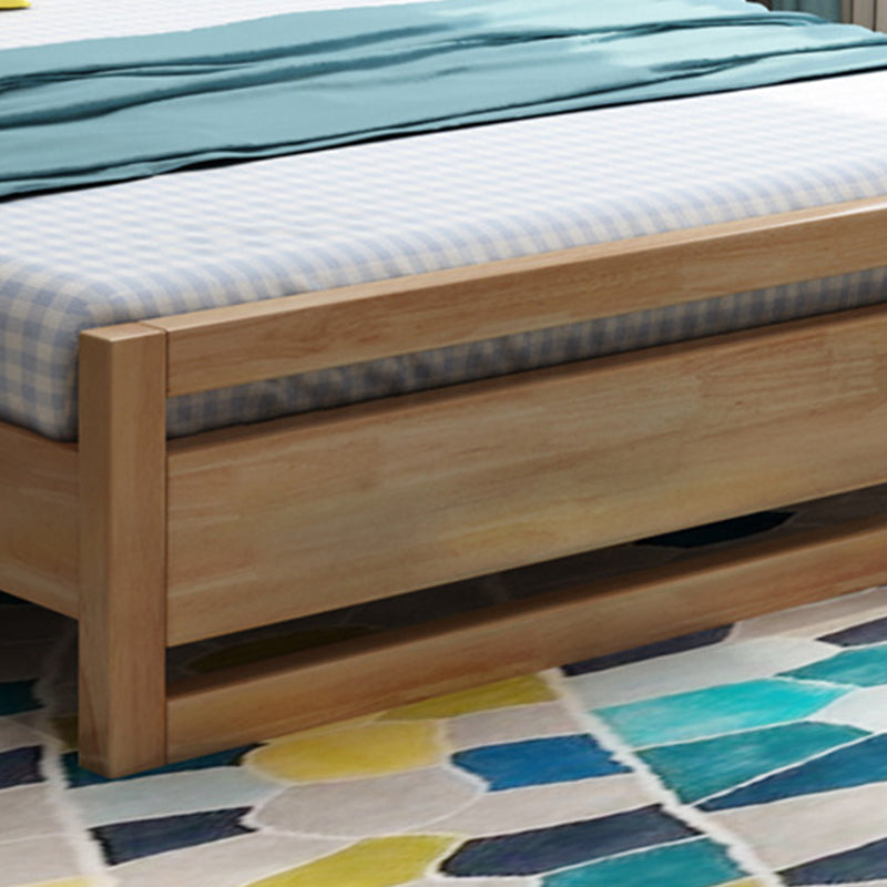 Rubberwood Bed Frame with Rectangular Headboard in Natural Color