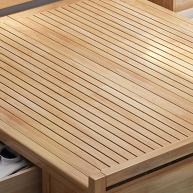 Rubberwood Bed Frame with Rectangular Headboard in Natural Color