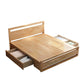 Rubberwood Bed Frame with Rectangular Headboard in Natural Color