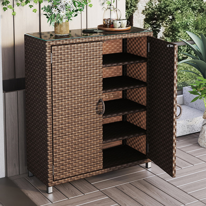 Modern & Contemporary Chest Square Storage Cabinet With Glass Top 35"L x 16"W x 43"H Clearhalo 'Cabinets & Chests' 'cabinets_chests' 'furn' 'furn_cabinets_chests' 'Furniture' 'Living Room Furniture' 6055198