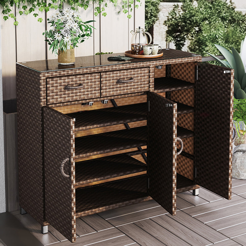 Modern & Contemporary Chest Square Storage Cabinet With Glass Top 47.2"L x 15.7"W x 39.4"H Clearhalo 'Cabinets & Chests' 'cabinets_chests' 'furn' 'furn_cabinets_chests' 'Furniture' 'Living Room Furniture' 6055200