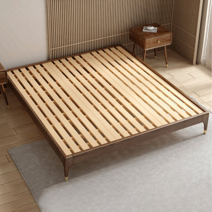 Lit en panneau marron avec des jambes dorées personnalisées lit moderne de cendres modernes du milieu du siècle sans tête de lit