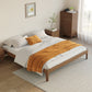 Ash Standard Bed Brown 12.59" High Bed Without Headboard, Mid-Century Modern Style