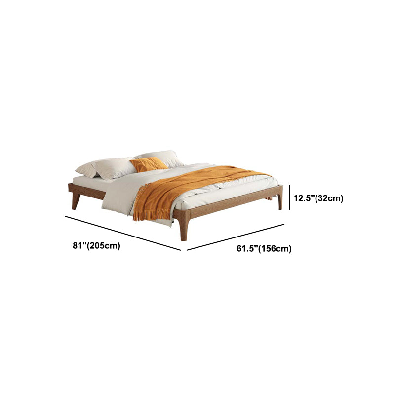 Ash Standard Bed Brown 12.59" High Bed Without Headboard, Mid-Century Modern Style