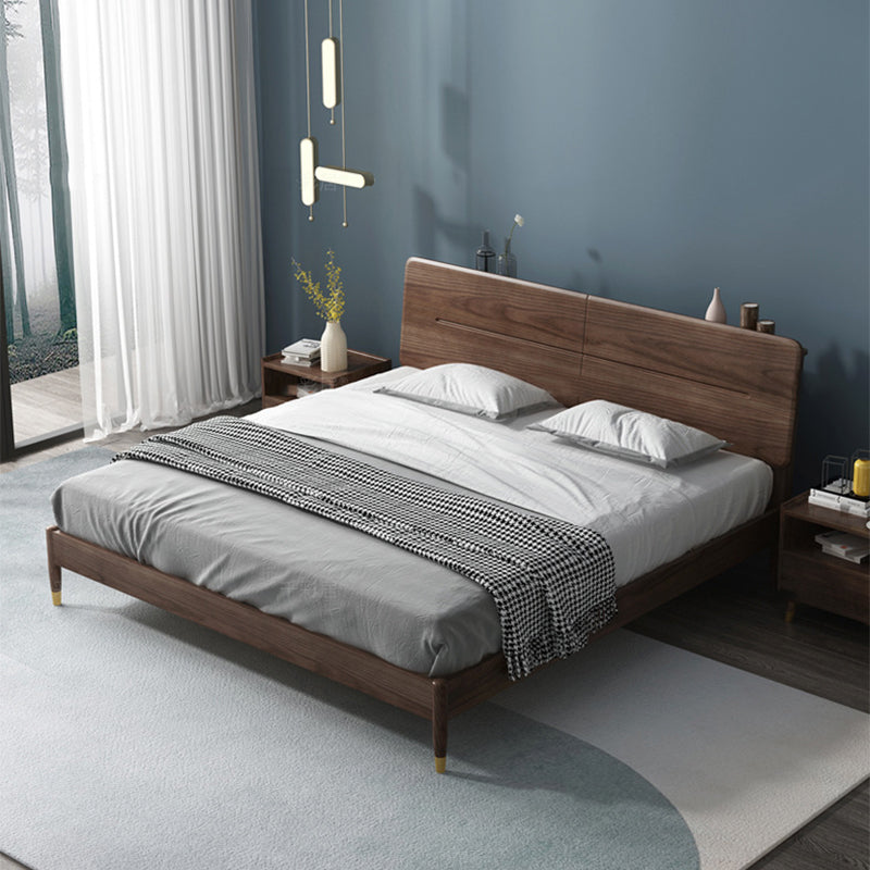 Mid-Century Modern Solid Wood Bed with Rectangular Headboard Bed Frame Bed & Mattress Coir Clearhalo 'Bedroom Furniture' 'Beds' 'furn' 'furn_beds' 'Furniture' 6055292