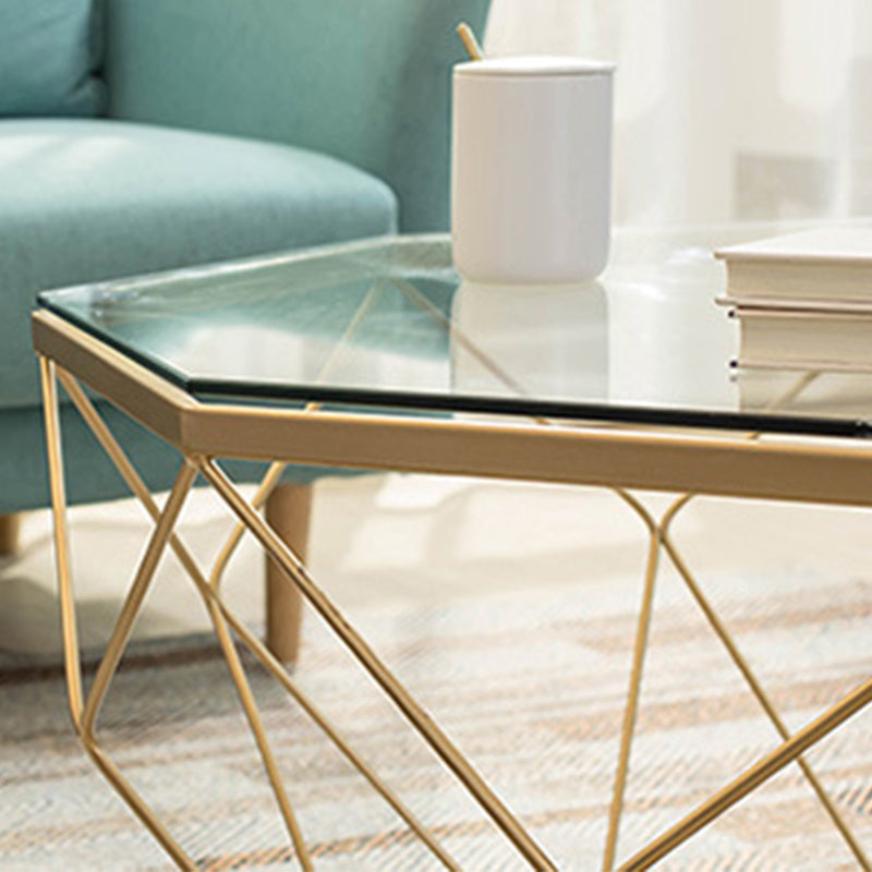 Tavolino moderno con top in vetro e tavolo da cocktail a base di cornice di ferro