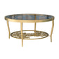 Contemporary Cocktail Table 4 Legs Glass Top Round Single Coffee Table