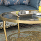 Contemporary Cocktail Table 4 Legs Glass Top Round Single Coffee Table