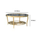 Contemporary Cocktail Table 4 Legs Glass Top Round Single Coffee Table