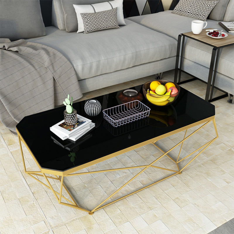 Contemporary Cocktail Table Glass Top Rectangular Single Coffee Table
