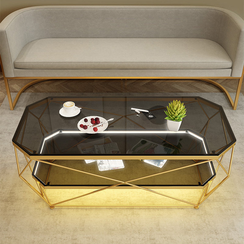 Contemporary Cocktail Table Glass Top Rectangular Single Coffee Table