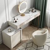 Contador de maquillaje de piedra 14.96 "de ancho mesas de tocador de madera maciza con cajones de almacenamiento