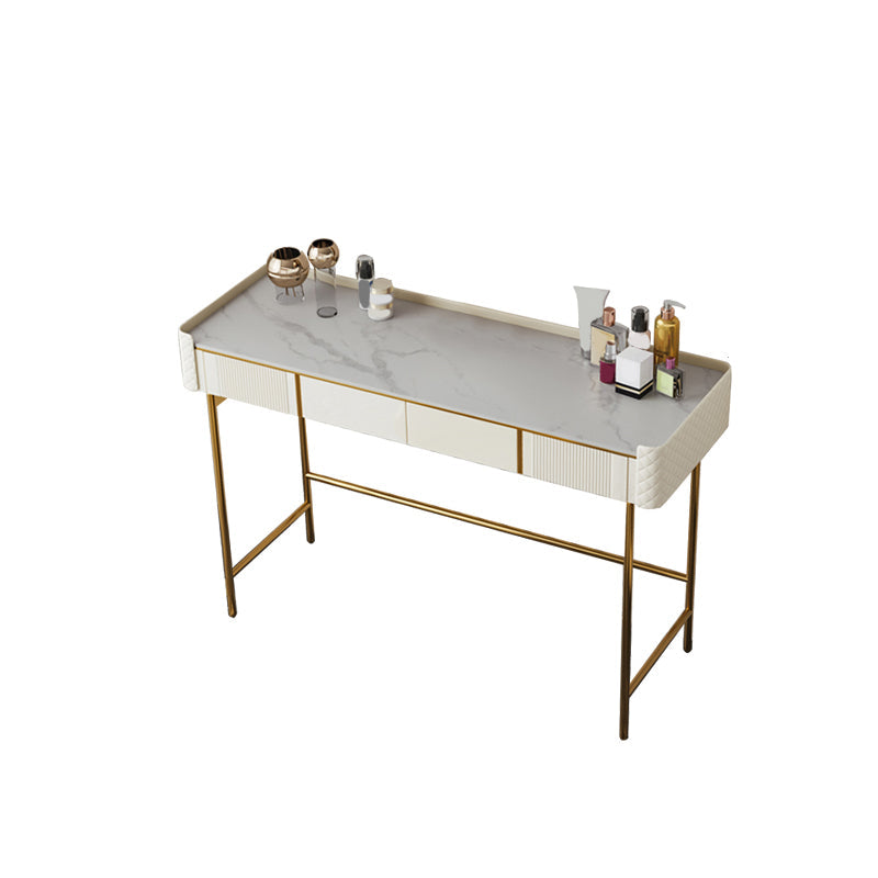 Contador de maquillaje de piedra 14.96 "de ancho mesas de tocador de madera maciza con cajones de almacenamiento