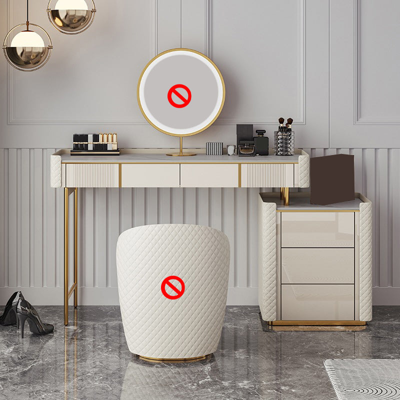 14.96" Wide Stone Makeup Counter Bright White Vanity Tables with Storage Drawers 47"L x 15"W x 31"H Clearhalo 'Bedroom Furniture' 'furn' 'furn_makeup_vanities' 'Furniture' 'Makeup Vanities' 'makeup_vanities' 6055471