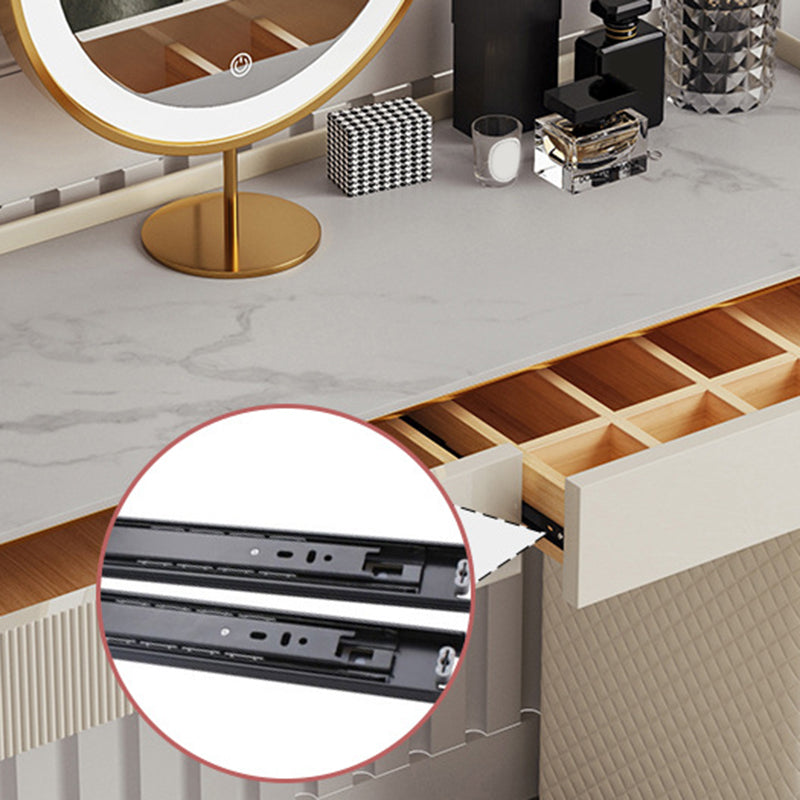 14.96" Wide Stone Makeup Counter Bright White Vanity Tables with Storage Drawers Clearhalo 'Bedroom Furniture' 'furn' 'furn_makeup_vanities' 'Furniture' 'Makeup Vanities' 'makeup_vanities' 6055476