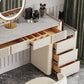 14.96" Wide Stone Makeup Counter Bright White Vanity Tables with Storage Drawers Clearhalo 'Bedroom Furniture' 'furn' 'furn_makeup_vanities' 'Furniture' 'Makeup Vanities' 'makeup_vanities' 6055479