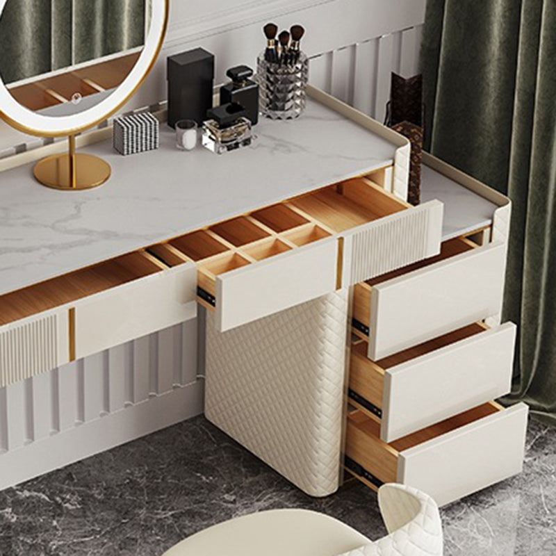 14.96" Wide Stone Makeup Counter Bright White Vanity Tables with Storage Drawers Clearhalo 'Bedroom Furniture' 'furn' 'furn_makeup_vanities' 'Furniture' 'Makeup Vanities' 'makeup_vanities' 6055479