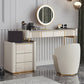 14.96" Wide Stone Makeup Counter Bright White Vanity Tables with Storage Drawers Clearhalo 'Bedroom Furniture' 'furn' 'furn_makeup_vanities' 'Furniture' 'Makeup Vanities' 'makeup_vanities' 6055480