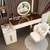 Glass Makeup Counter Bright White Vanity Tables with Storage Drawers, 15.74" Wide Clearhalo 'Bedroom Furniture' 'furn' 'furn_makeup_vanities' 'Furniture' 'Makeup Vanities' 'makeup_vanities' 6055498