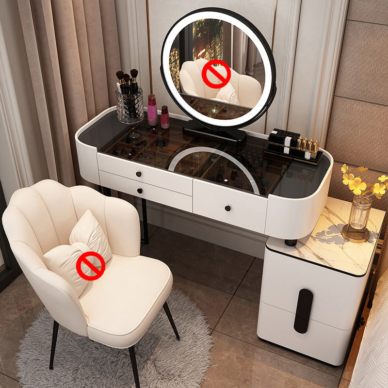 Tavolo da toeletta da vanità in vetro 15,74 "tavoli da vanità larghi con 5 cassetti
